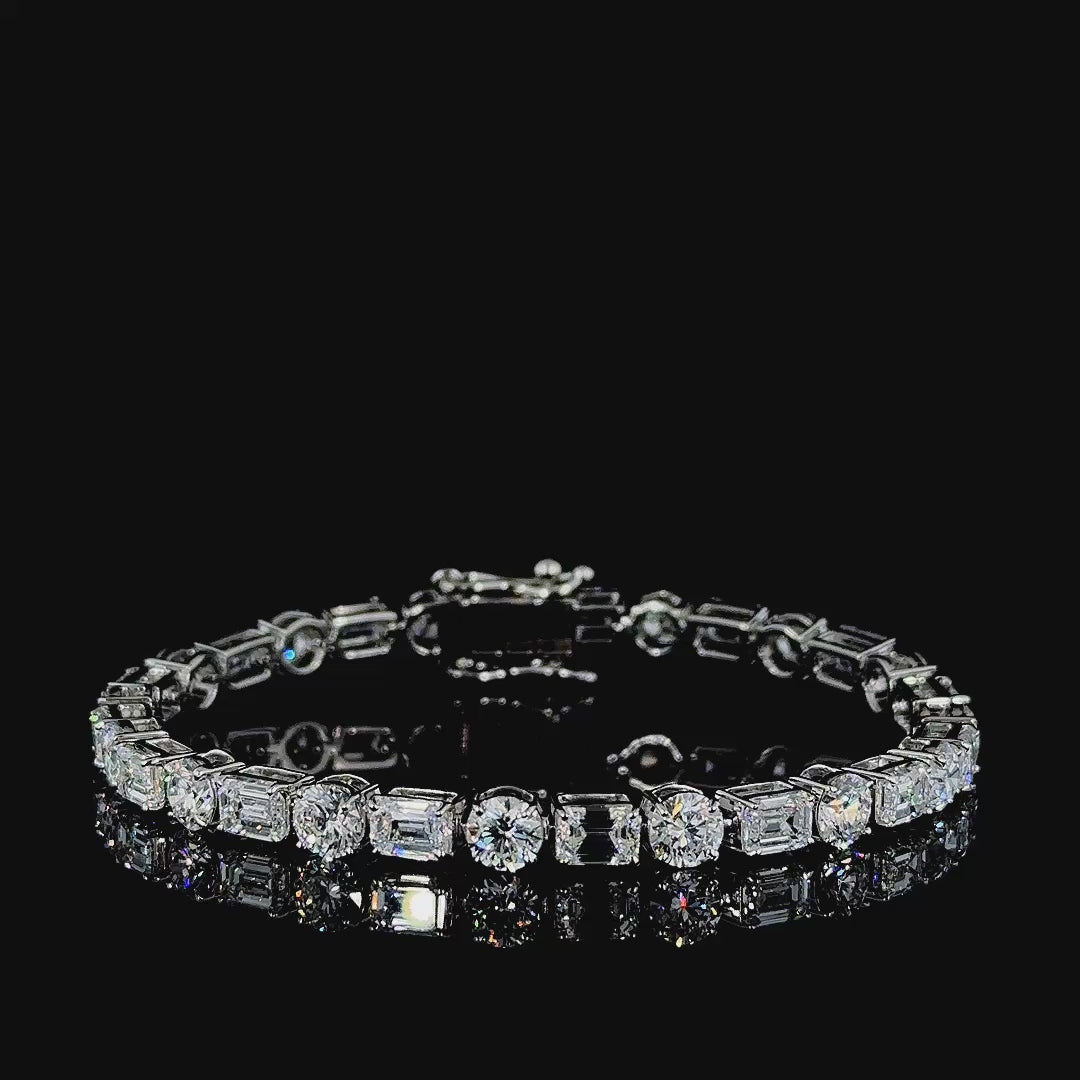 Spirits Unearth Diamond Atelier 14k White Gold Round and Emerald Lab Diamond Tennis Bracelet