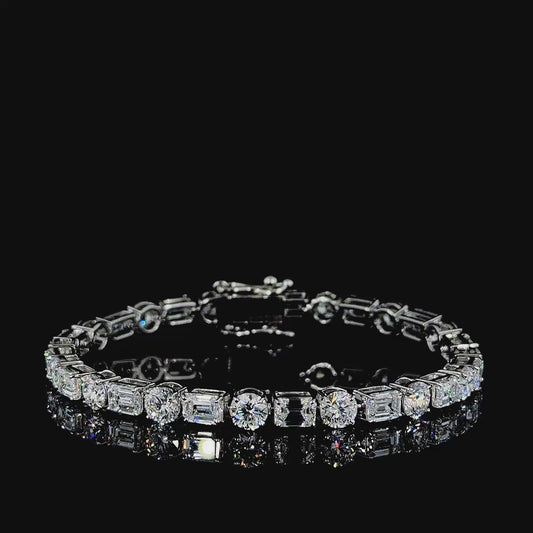 Spirits Unearth Diamond Atelier 14k White Gold Round and Emerald Lab Diamond Tennis Bracelet