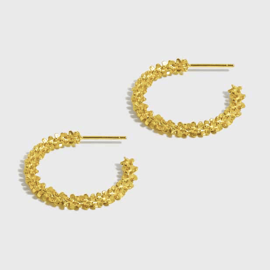 Spirits Unearth 18k Gold Plated Criss Cross Chain Hoop Earrings